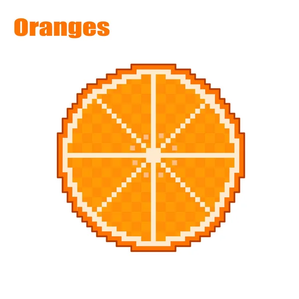 Pixel Art Oranges Sur Fond Blanc Illustration Vectorielle — Image vectorielle