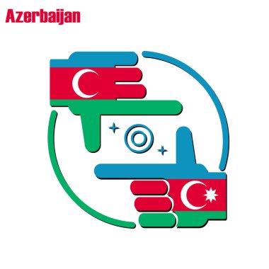 Kavramsal vektör Azerbaycan bayrağından yapılan fotoğrafçı tasarımının logosu.