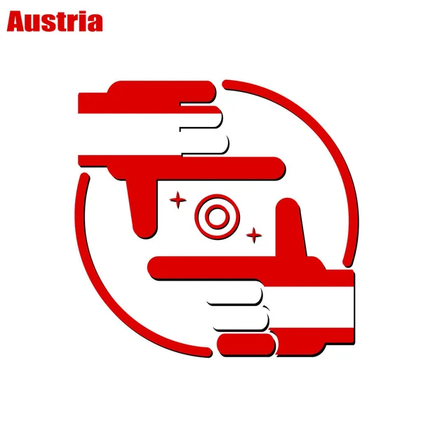Logo Des Fotografendesigns Aus Der Flagge Österreichs Konzeptioneller Vektor — Stockvektor
