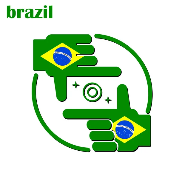 Logo Des Fotografendesigns Aus Der Flagge Brasiliens Konzeptioneller Vektor — Stockvektor