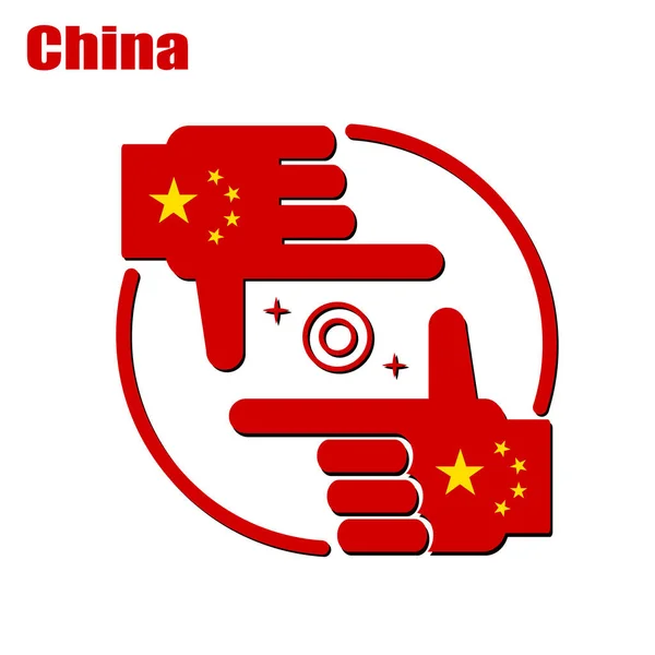 벡터인 중국의 깃발로 사진사 디자인의 — 스톡 벡터