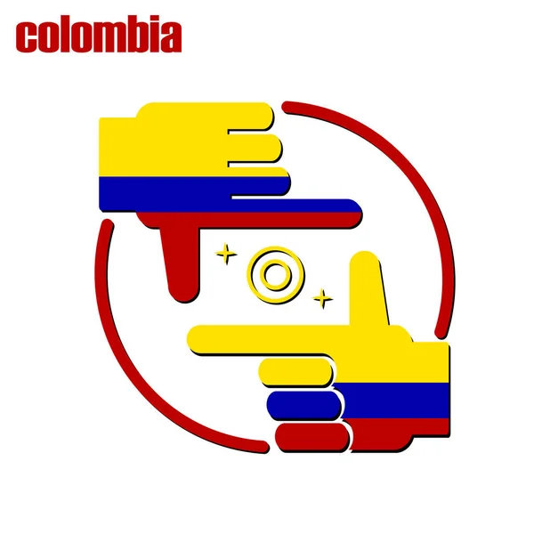 Logotipo Projeto Fotógrafo Feito Partir Bandeira Colômbia Vetor Conceitual — Vetor de Stock