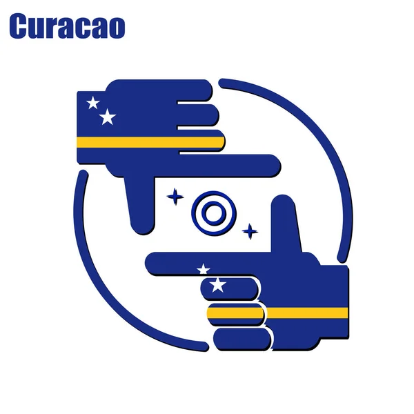 Logo Des Fotografen Design Aus Der Flagge Von Curacao Konzeptioneller — Stockvektor