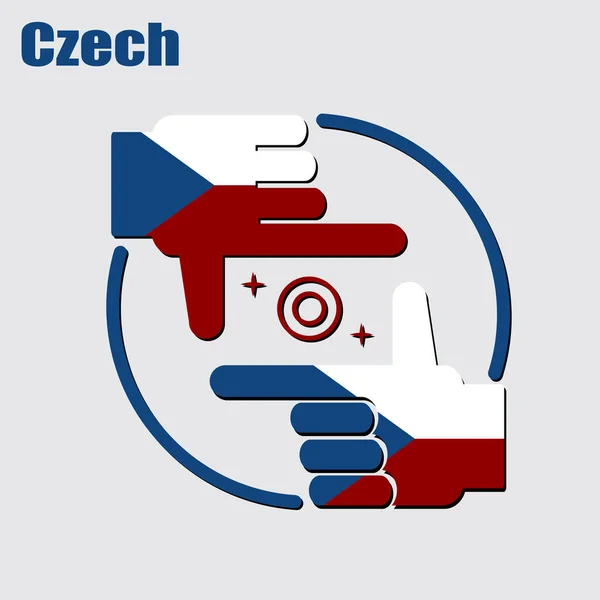 Logo Des Fotografendesigns Aus Der Tschechischen Flagge Konzeptioneller Vektor — Stockvektor