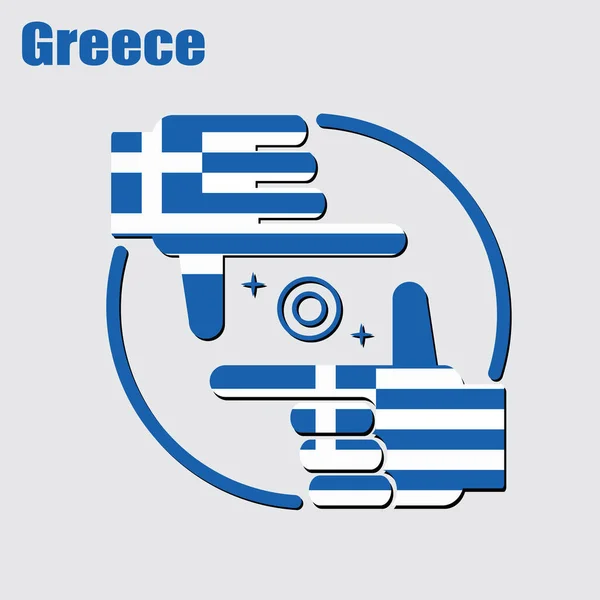 Logo Des Fotografendesigns Aus Der Griechischen Flagge Konzeptioneller Vektor — Stockvektor