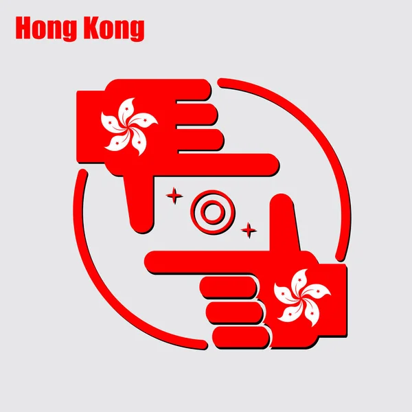 Логотип Фотографа Выполненный Флага Гонконга Концептуальный Вектор — стоковый вектор