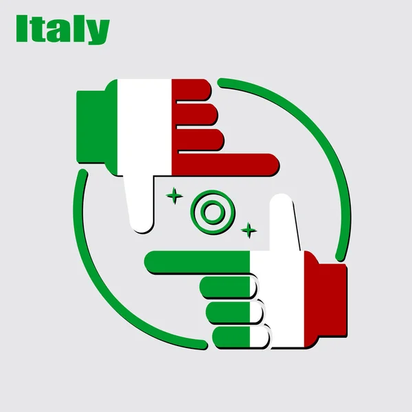 Logo Projektu Fotografa Wykonane Flagi Włoch Wektor Koncepcyjny — Wektor stockowy