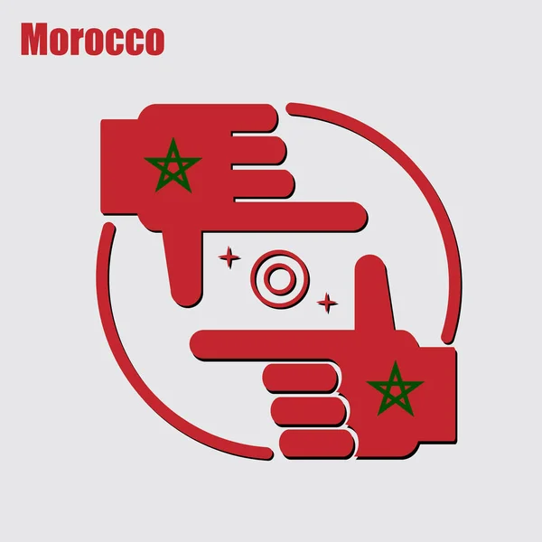 Logo Des Fotografendesigns Aus Der Flagge Marokkos Konzeptioneller Vektor — Stockvektor