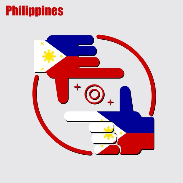 由菲律宾国旗制成的摄影师设计标志 概念矢量 — 图库矢量图片