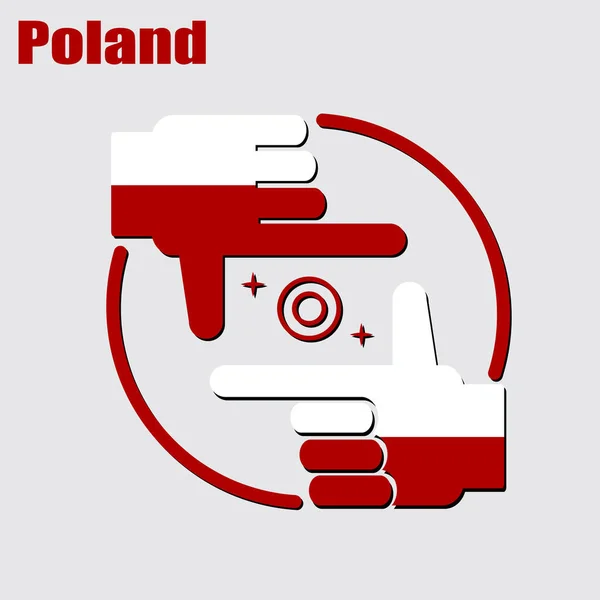 Logo Des Fotografendesigns Aus Der Flagge Polens Konzeptioneller Vektor — Stockvektor
