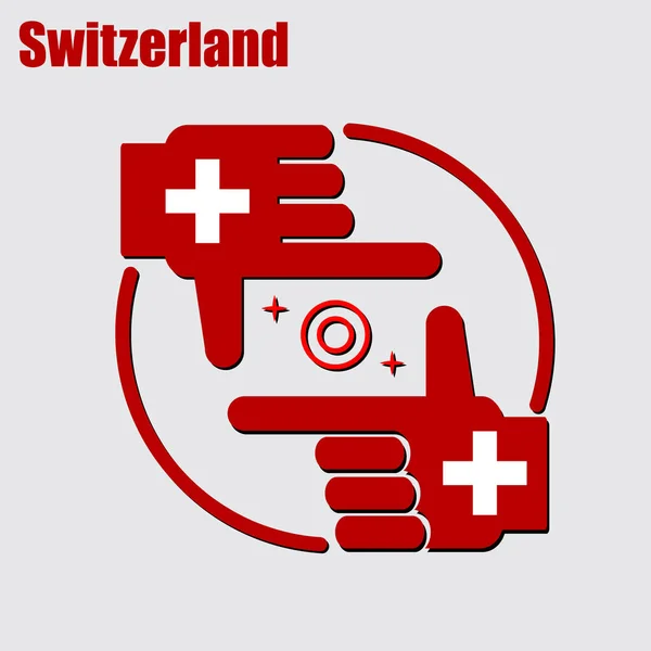 Logo Des Fotografendesigns Aus Der Flagge Der Schweiz Konzeptioneller Vektor — Stockvektor