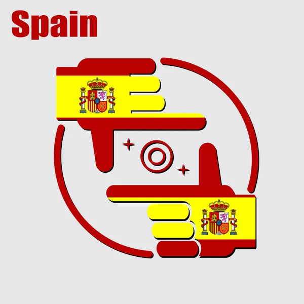 Logo Des Fotografendesigns Aus Der Flagge Spaniens Konzeptioneller Vektor — Stockvektor