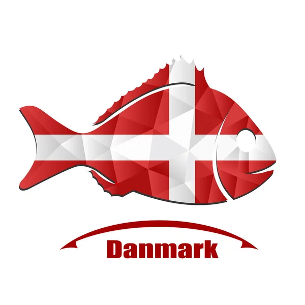Logotipo Pescado Bandera Danmark — Archivo Imágenes Vectoriales