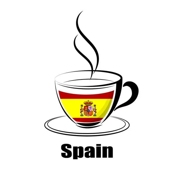 Spanya Bayrağından Yapılmış Kahve Logosu — Stok Vektör