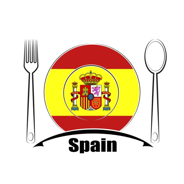 Lebensmittellogo Aus Der Flagge Spaniens — Stockvektor