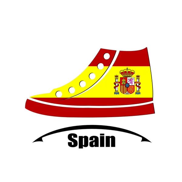 Spanya Bayrağından Yapılmış Ayakkabı Simgesi — Stok Vektör