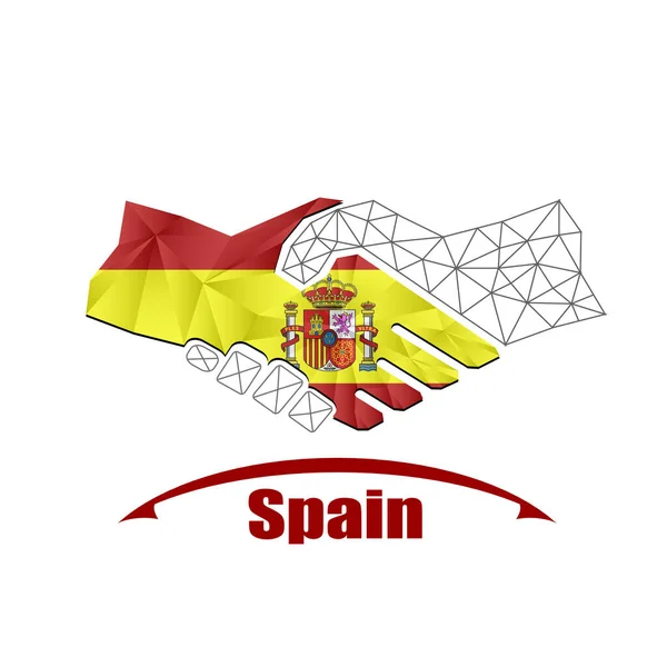 Handshake Logo Aus Der Flagge Spaniens — Stockvektor