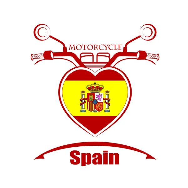 Spanya Bayrağından Yapılmış Motosiklet Logosu — Stok Vektör
