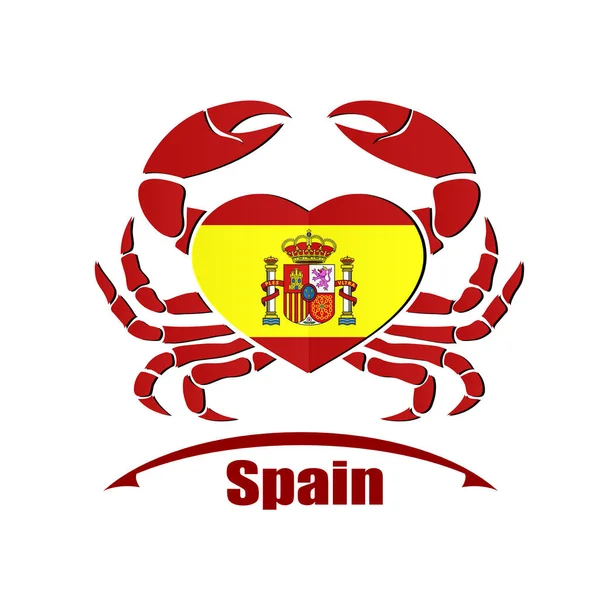 Krabbenlogo Aus Der Flagge Spaniens — Stockvektor