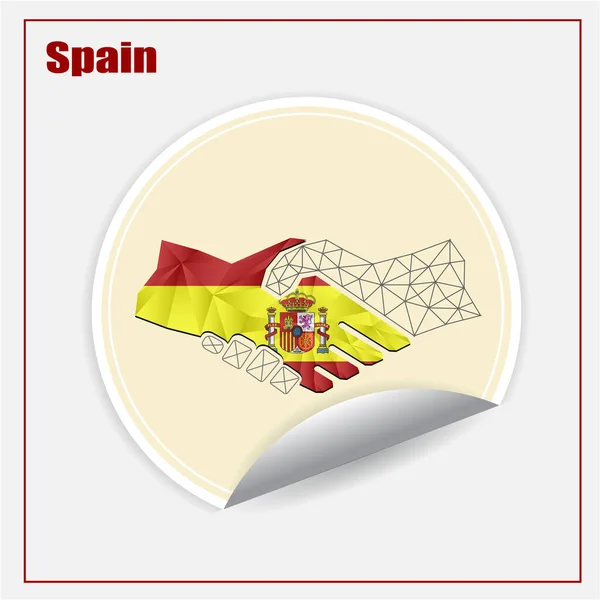 Logotipo Aperto Mão Feito Partir Bandeira Espanha — Vetor de Stock