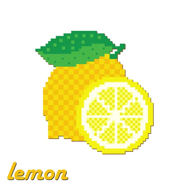 Pixel Art Citron Sur Fond Blanc Illustration Vectorielle — Image vectorielle