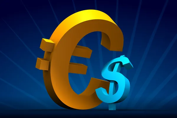 Stora dollar euro mindre — Stockfoto