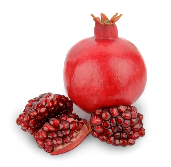 Ripe pomegranate fruit isolated on white background — Stock Photo, Image