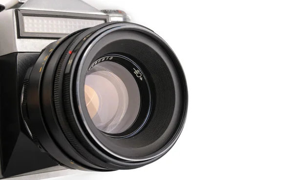 흰색 배경에 분리 된 오래 된 카메라 — 스톡 사진