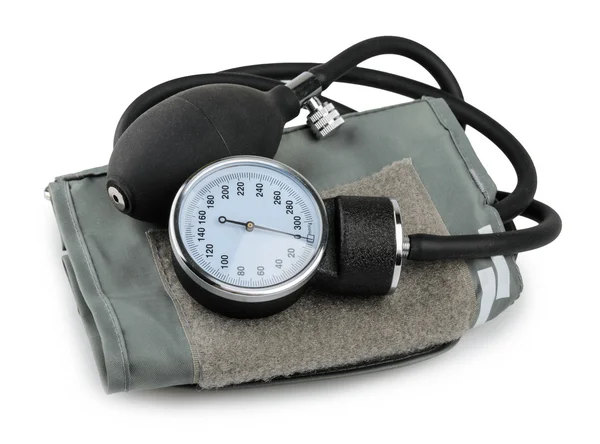 Tansiyon ölçer tıbbi malzeme üzerinde beyaz izole