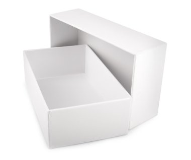 izole beyaz zemin üzerine beyaz boş kutu