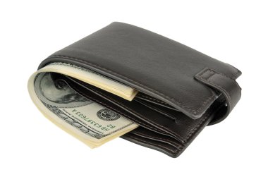 Çanta para dolar ile izole beyaz zemin üzerine