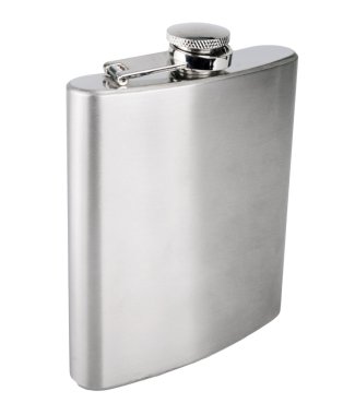Paslanmaz hip beyaz zemin üzerine izole flask