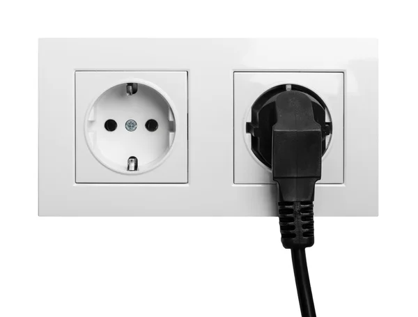 Elektrik prizine takılı kablo ile — Stok fotoğraf