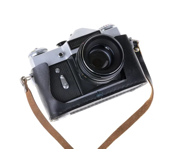 흰색으로 분리 된 오래 된 카메라 — 스톡 사진