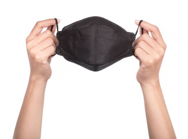 Beyaz arka planda izole edilmiş virüsü korumak için el maskesi.