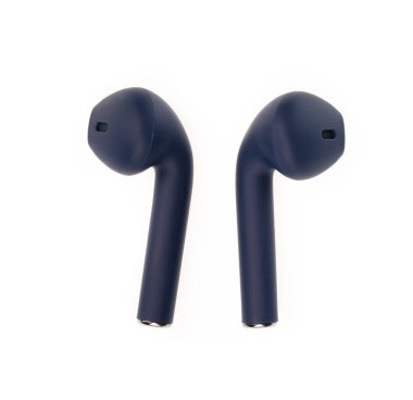 Mavi kulaklıklar beyaz arka planda izole edilmiş..