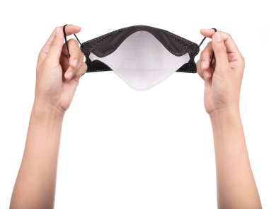 Beyaz arka planda izole edilmiş virüsü korumak için el maskesi.