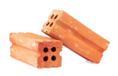 Beyaz arkaplanda kırmızı tuğla izole edildi