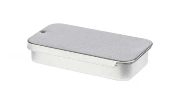 Caja Plata Aluminio Aislado Sobre Fondo Blanco —  Fotos de Stock