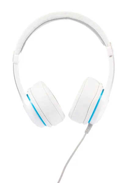 白い背景に隔離された白いヘッドフォン — ストック写真