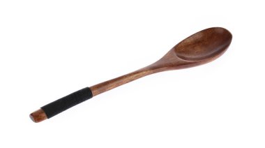 Beyaz arka planda izole edilmiş kaşık bambu mutfağı..