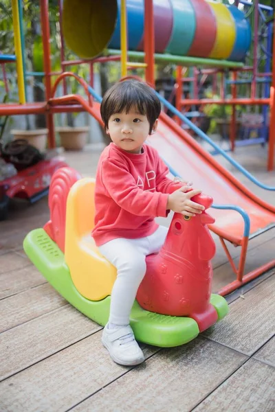 Child Playing Outdoor Playground — Stock Photo, Image