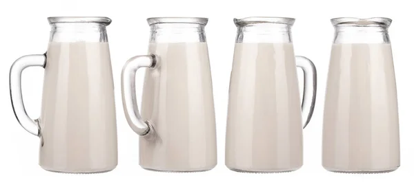 Kolekce Džbánu Mléko Izolované Bílém Pozadí — Stock fotografie