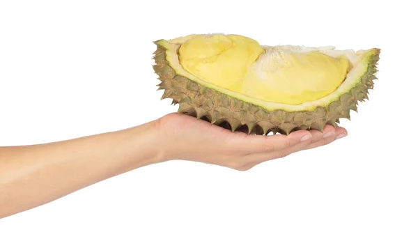 Rebanada Durian Aislada Sobre Fondo Blanco — Foto de Stock