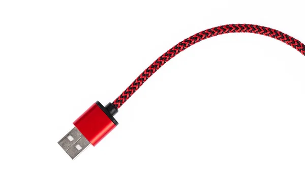 Red Usb Cable Isolated White Background — Stock Photo, Image