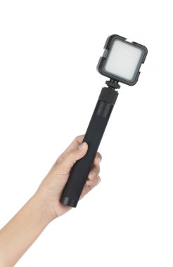 LED Video Kamera Işık Kare Lambası beyaz arkaplanda izole