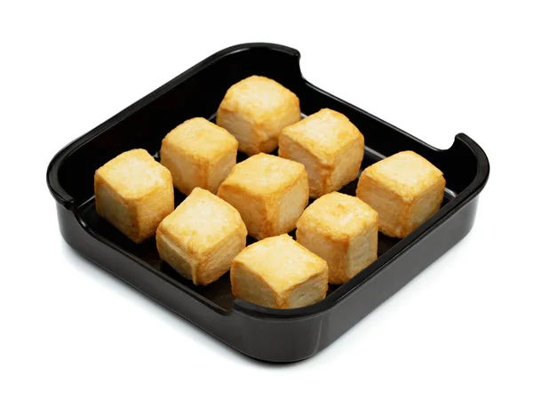Cortado Tofu Isolado Fundo Branco Shabu Ingredientes Pote Quente — Fotografia de Stock