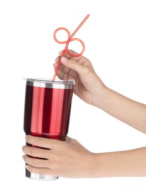 El ele tutuşan Rambler taklacısı beyaz arkaplanda izole edildi