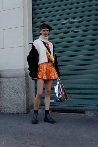 Estrella Celebridad Calle Milán Antes Del Desfile Moda Kway — Foto de Stock