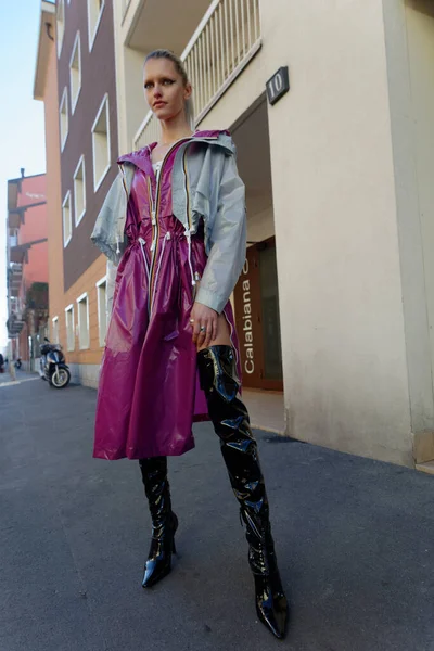 Kway 패션쇼 밀라노의 거리에서 — 스톡 사진